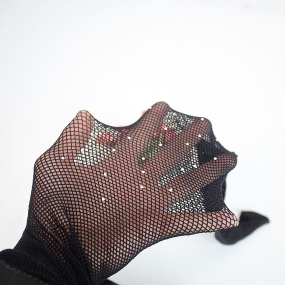 Fairy Maiden Sexy Diamond Black Fishnet Tights Pantyhose with Rhinestones NEW - Picture 3 of 6